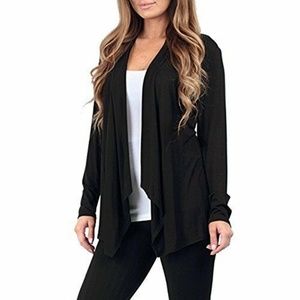 Rags and Couture Hacci Open Front Cardigan, Black